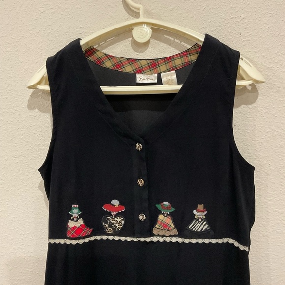 Vtg Bobbie Brooks Jumper Maxi Dress Sleeveless Black Faux Suede Women’s Med 8-10 - Picture 3 of 14